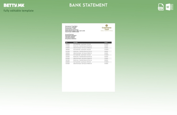 Модерен стил USA Commerce Trust шаблон за збор за деловна проверка на банката